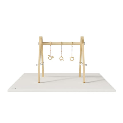 Baby Play Mat, Vegan Leather Cover, 49" x 49", 1.2" Thick, Beige