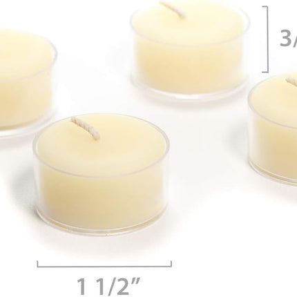 Bluecorn Beeswax Tea Light Candles, 100% Pure Natural Bees Wax, Ivory White Tea Lights, Fragrance Free, Paraffin & Soy Free Candle Wax, Clean Burning, Long Lasting (4-5 Hrs), American Made, 24 Pack