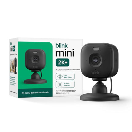 Mini 2K+ (newest model) – Plug-in Home & Pet Indoor Security Camera with 2K video resolution, night vision, enhanced audio, motion detection – 1 camera (Black)