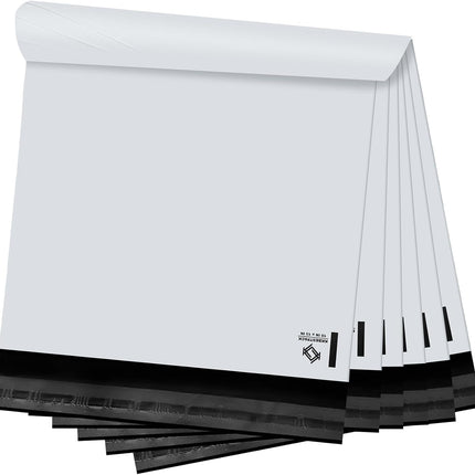 Poly Mailers Shipping Envelope Self Sealing Bags (12x15.5 100pc) (PM100), White