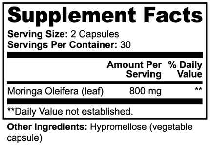 USA CALI MORINGA PURE Moringa Oleifera supplement benefits cellular support vegan capsules