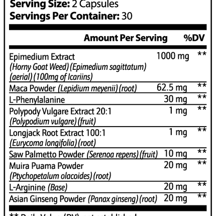 CALI Horny Goat Weed Epimedium Maca Tongkat Ali blend capsules for men's hormonal health