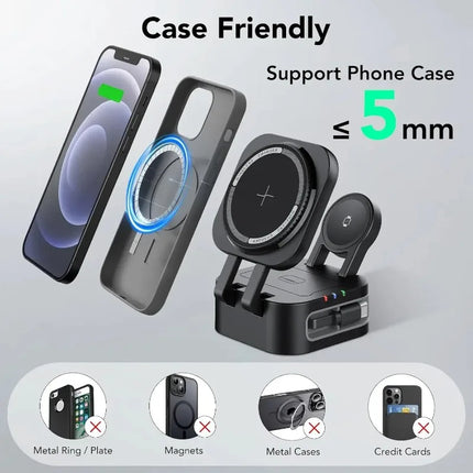 Magnetic 3 in 1 Wireless Charger Station With Extension Cords - photo 5
