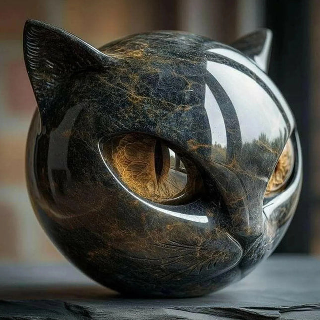 Decorative Black Cat Stone Figurine - photo 5