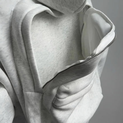 Hoodie with Integrated Backpack worn model showing fit and backpack feature