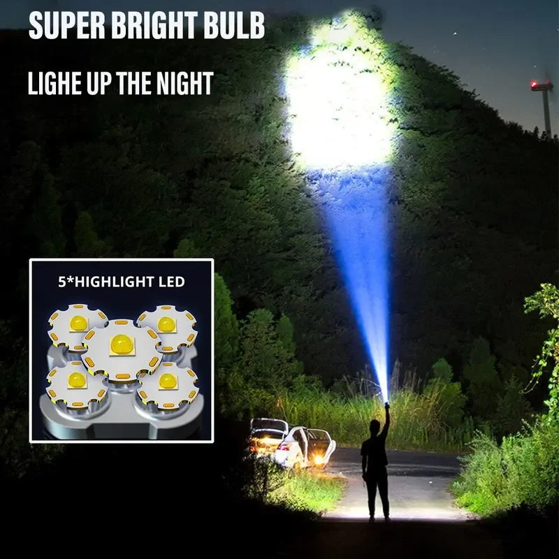 USA-CALI Ultra Bright LED Flashlight beam distance demonstration outdoors