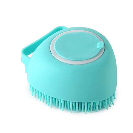 Pet Bath Brush with Shampoo Dispenser ergonomic handle and soft silicone tips