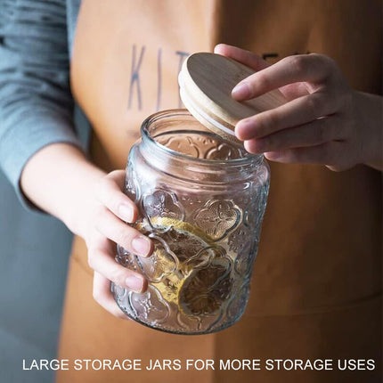 Vintage Glass Jar with Lid, 24oz Food Storage Containers Mason Jars, 2 Pack
