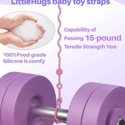 LittleHugs 3pcs Adjustable Toy Strap Holder - Silicone Baby Tether Pacifier Clip - Travel Essential Leash for Stroller, High Chair, Car Seat