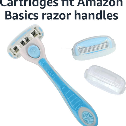 Amazon Basics 5-Blade Extra Smooth Razor for Women with Moisturizing Strips, Handle, 2 Cartridge Refills & Shower Holder (Previously Solimo)