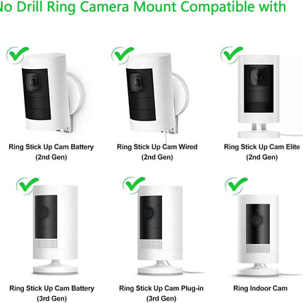 2 Pack Ring Camera Mount – No-Drill Indoor/Outdoor Wall Mount Compatible with Ring Stick Up Cam Plus/Pro, Ring Indoor Cam, Ring Outdoor Cam Plus – 360° Adjustable, Strong VHB Adhesive & Screw Option