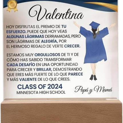Lampara Con Mensaje De Amor De Graduación - Personalizado - El Premio De Tu Esfuerzo, Placa Personalizada De Graduación, College Graduation Gift Daughter, Graduation Gifts Her Personalized