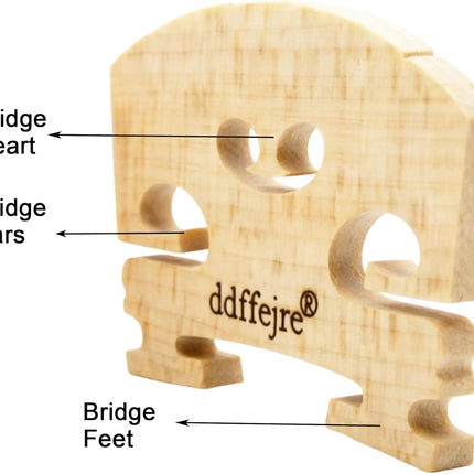 2 Pack 4/4 Violin Bridge,Premium Solid Maple Violin Bridge,Lightweight & Durable,Direct Fit,Hand-Carved for Improved Sound Clarity & Volume, Violin Replacement Parts (2Pack-D)