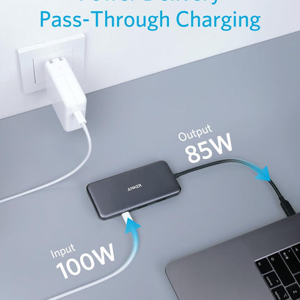 Anker USB C Hub, 7in1 Multi-Port USBC Hub with 4K HDMI, 85W PD, USB-C and 2 USB-A 5Gbps Data Ports, microSD and SD Card Reader, for MacBook Air, MacBook Pro, XPS, and More (Charger not Included)