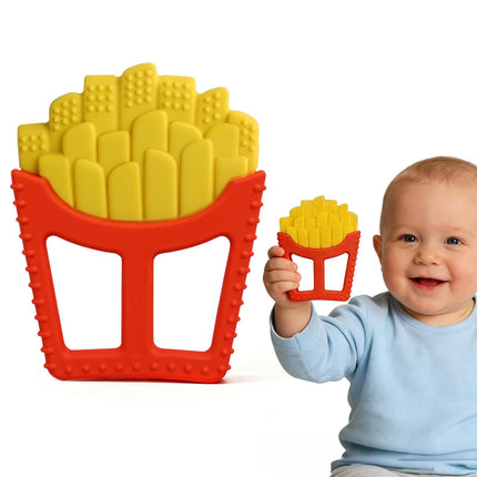 Chuya Infant Teether Baby Toys 0-6 6-12 12-18 Months,French Fries Shape Teething Toy Baby Teething Relief Infant Toys Sensory Toys for Babies Soothes Sore Gums Boys Girls Gift Easy-Grasp