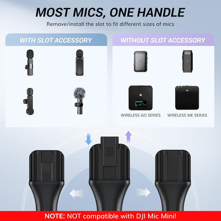 Handheld Adaptor for Interview Mic, Wireless Microphone Handle for Lavalier, Compatible with Rode, DJI and All Lav Mic, Microfono Stand with Flag Station, Foam, Rig for Vlogging, Reports
