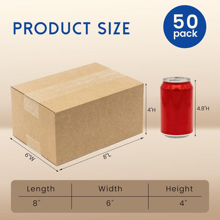 Mefleet 8x6x4" Small Shipping Boxes 50 Pack - Corrugated Cardboard Mailing Box Packaging for Small Business - Brown Mailer Packing Supplies