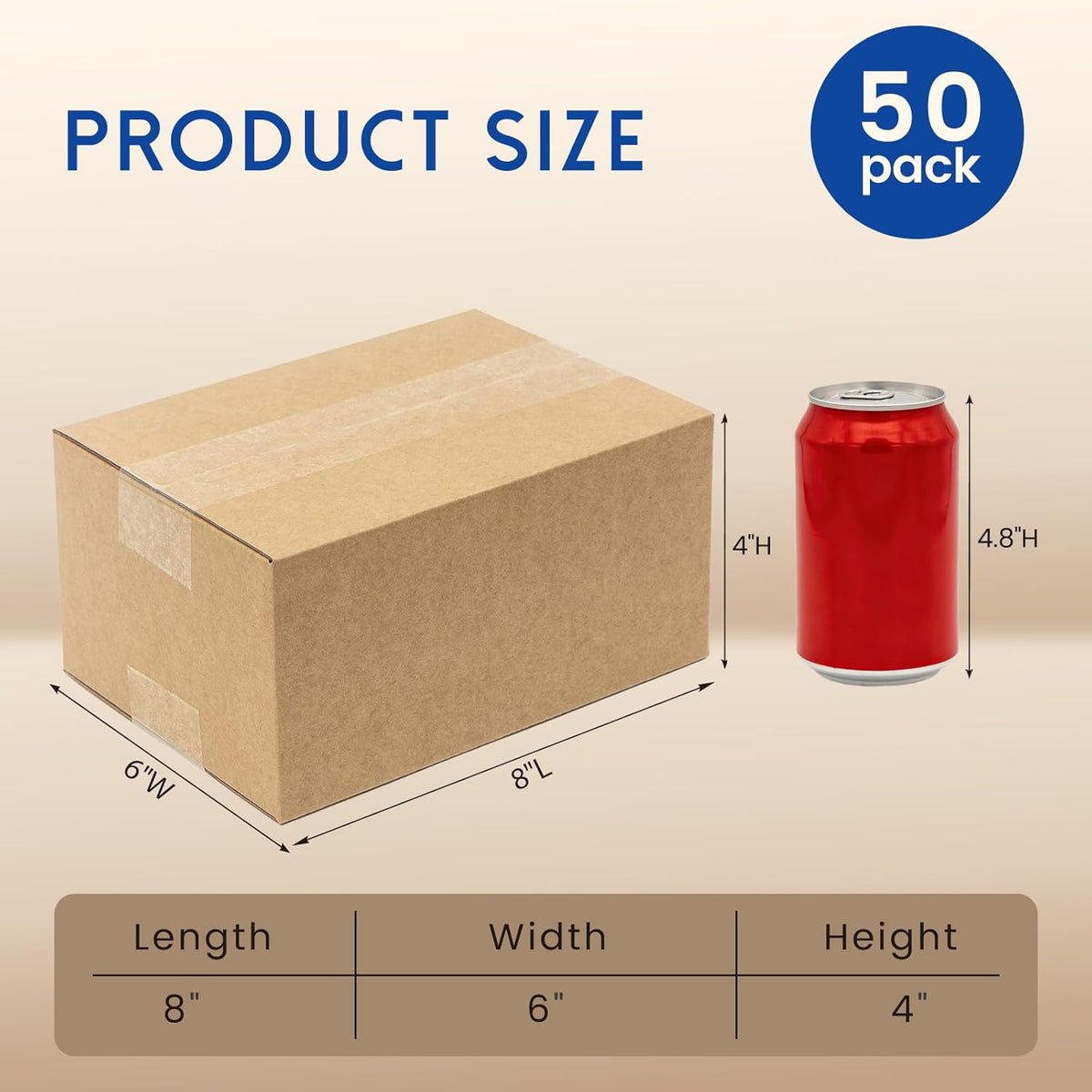 8 x 6 x 4 in Small Brown Corrugated Shipping Boxes, 50 Pack - photo 2