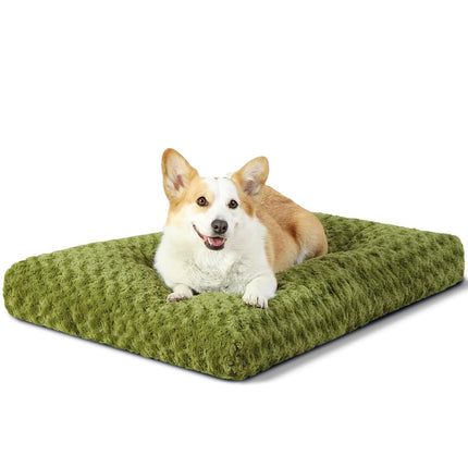 Washable Dog Bed Medium Size Dog Crate Bed Plush Pet Mat 35"x23" Gray