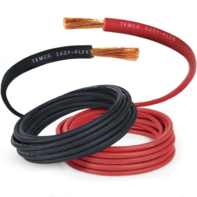 4 Gauge AWG 25 Ft Black + 25 Ft Red Flexible Pure Copper Made in USA