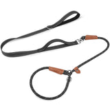 Slip Lead Dog Leash with Dual Handle, No Pull, Black, 6FT x 3/8"