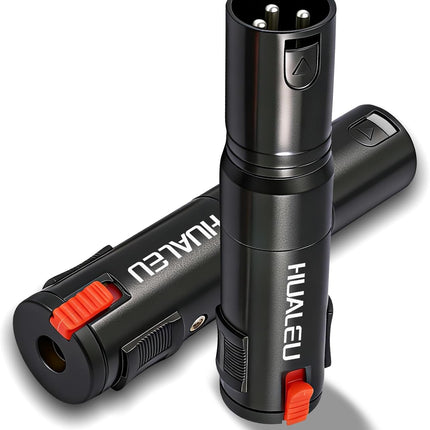 Lockable 1/4 TRS Female to 3Pin XLR Male Audio Adapter, Balance Locking 6.35mm to XLR Adapter for Microphones, Mixing Consoles, and Power amplifiers-2 Pack Black