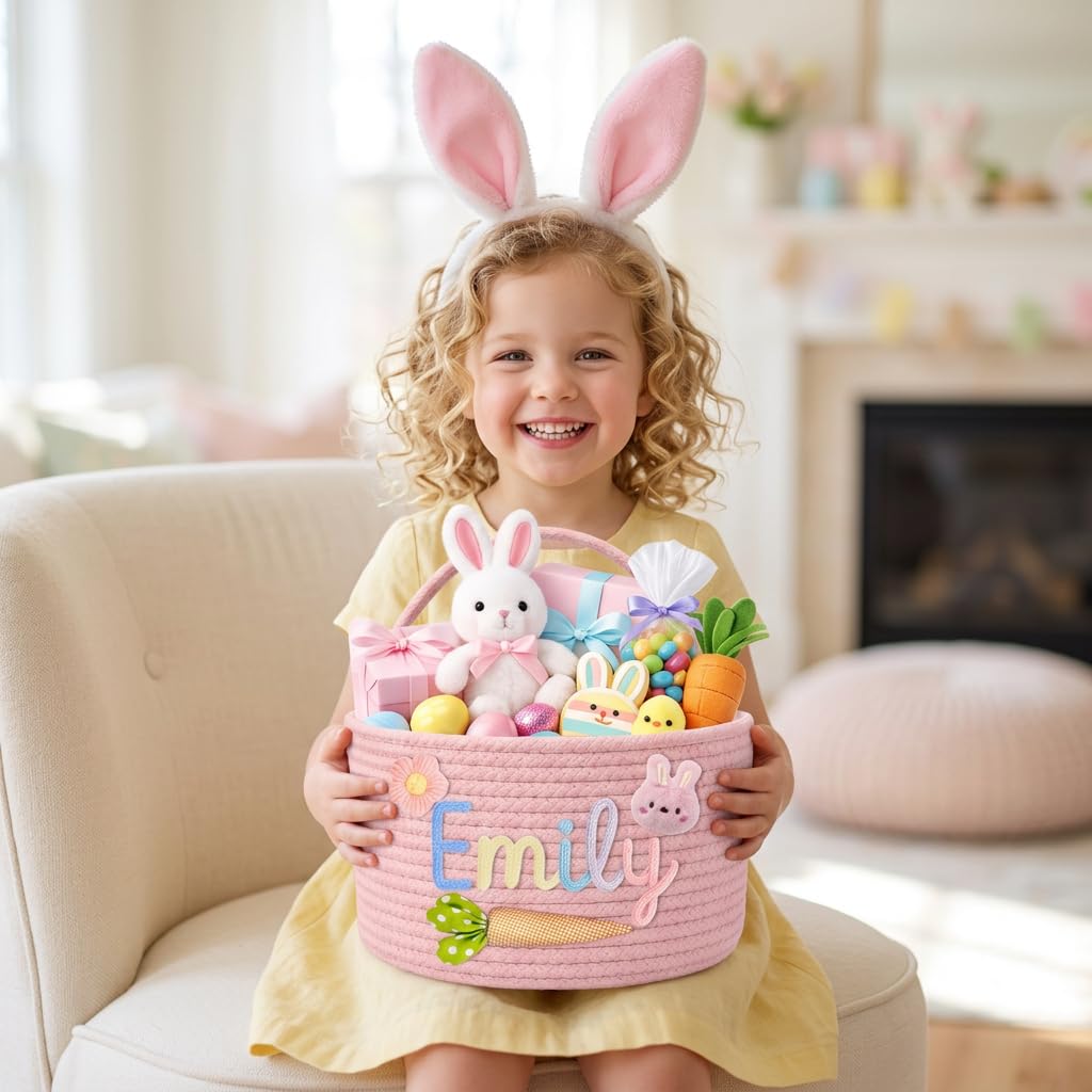 Personalized Easter Basket Cotton Rope Tote, Color03 - photo 2