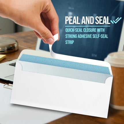 Double Window Envelopes #8- Peel and Seal Strip, Security Business Mailing Check Envelopes - Tamper Evident, Security Tint - 500 Count – Guaranteed to fit QuickBooks Checks