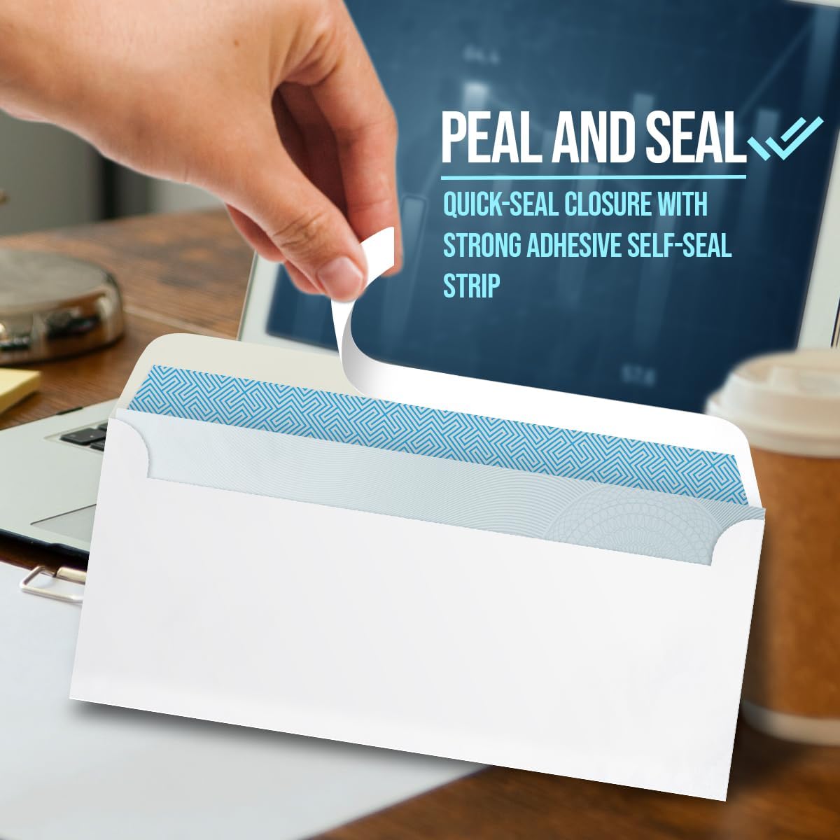 Double Window Envelopes #8- Peel and Seal Strip, Security Business Mailing Check Envelopes - Tamper - photo 3