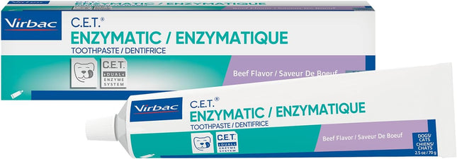 Enzymatic Toothpaste| Tartar & Plaque Control for Fresh Breath | Pet Dental Care Toothpaste |Beef Flavor, 2.5 oz