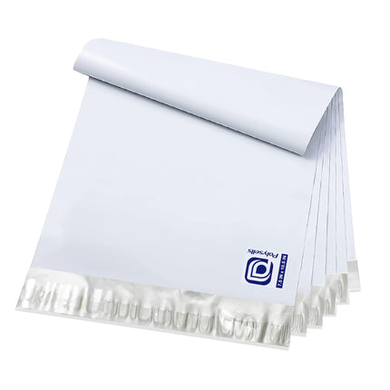 100 pcs 10x13 Inches White x Silver Poly Mailers Shipping Envelopes, Strong Adhesive Sealing, Waterproof, and Tear-resistant Postal Mailing Bags for Clothing, Books, and Accessories
