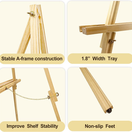 Wooden Easel Stand for Sign, 60" Portable Painting Easel, Adjustable Poster Stand with Tripod Easel, Wedding Easel Standing for Welcome Sign Stand (Natural)