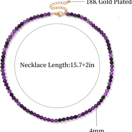 Crystal Necklaces for Women 4mm Handmade Natural Stone Choker Beaded Necklace Healing Crystal Necklace Gemstone Necklace Crystal Bead Necklace for Women