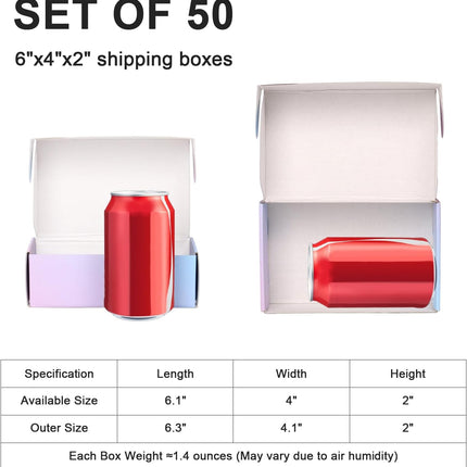 6x4x2 Inch Small Shipping Boxes for Packaging Small Business, 50 Pack Mailing Boxes Corrugated Cardboard Mailer Gift Box (Gradients)