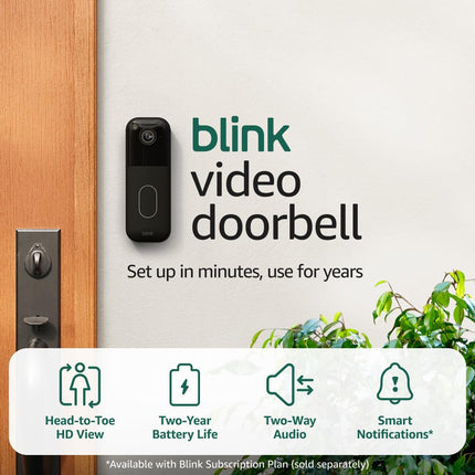 Video Doorbell (newest model) – Head-to-toe HD view, two-year battery life, and simple setup. Required Sync Module not included – Add-On (Black)