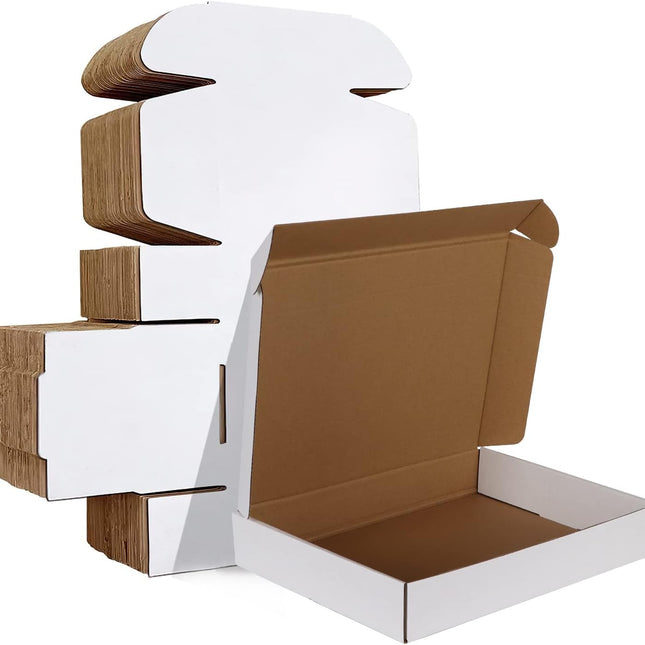 12x9x2 Inch White Corrugated Box Mailers, Set of 25