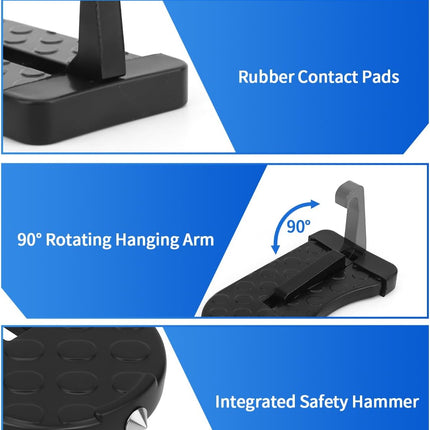 Car Door Step, Aluminum with 400lb Capacity, Anti-Slip Surface, Foldable for Car Roof Access and Roof Racks, Black Step for SUV/Truck