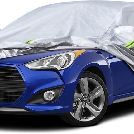 Kaugung 6 Layers Hatchback Car Cover Custom Fit Hyundai Veloster from 2011 to 2025, Waterproof Car Cover All Weather for Automobiles Outdoor Indoor with Zipper Door, Sun Rain Dust Snow Protection.