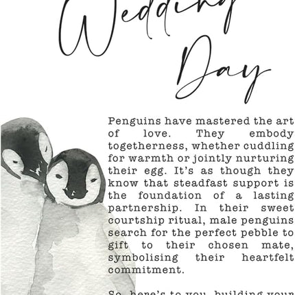 Penguin Wedding Card with Heartfelt Story and a Wooden Windcatcher Keepsake (Wedding)