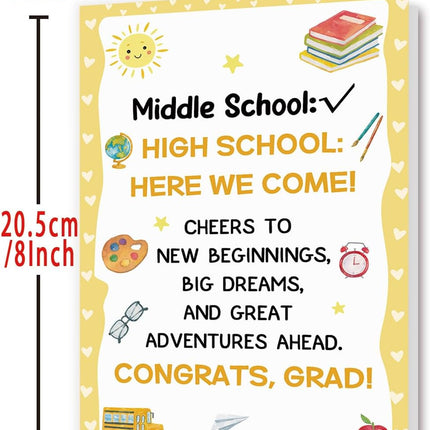 Middle School Graduation Card, Cute 8th Grade Graduation Gifts for Son Daughter Kids Teens, Congrats Grad Card