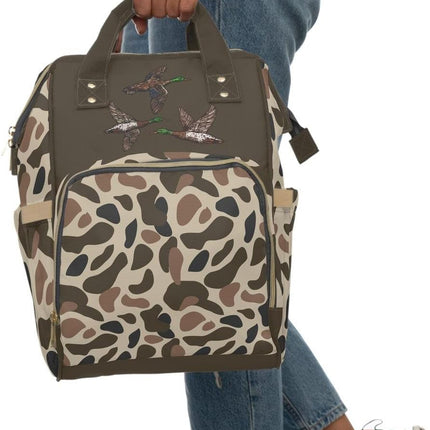 Camo Duck Diaper Bag Backpack – Versatile Travel Baby Bag with Waterfowl Hunting Aesthetic, Large Capacity Waterproof Mommy Backpack for Diapers, Bottles, and Everyday Use