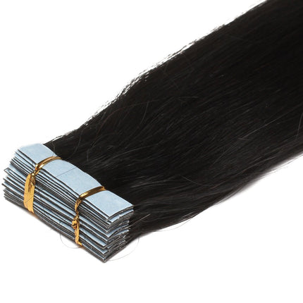 16-24 Inch Color Long 17 Colors 5 Length Tape in Premium Remy Human Hair Extensions_20 Pcs Set 70g Weight Straight Women Beauty Salon Style Design (24inch 70g with 20pcs, 01 jet black)