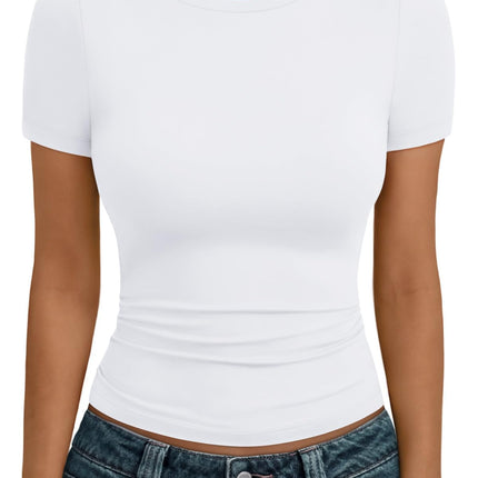 Women's Crewneck Short Sleeve T-Shirt Sexy Slim Fit Basic Going Out Tops