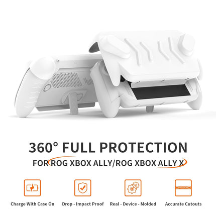 JDDWIN Full Protective Case for ASUS ROG Xbox Ally & ROG Xbox Ally X 7" 2025 with Kickstand, ABS &TPU Case with Detachable Front Shell Cover,Shockproof Anti-Scratch Non-Slip Grip Wrap (White)