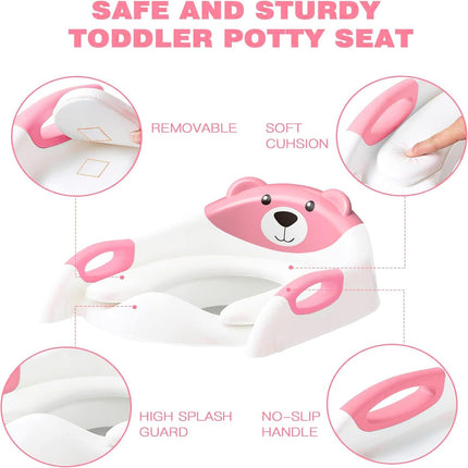 Potty Training Seat, SKYROKU Potty Training Toilet with Step Stool Ladder, for Kids Boys Girls Toddlers - Comfortable Safe Potty Seat with Anti-Slip Pads Ladder (8838+Pink)