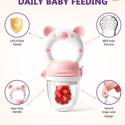 Baby Solids/Frozen Fruit Feeder Pacifier, Infant Teether Toy 4M+, BPA-Free Silicone Pouch & Nipple - photo 2