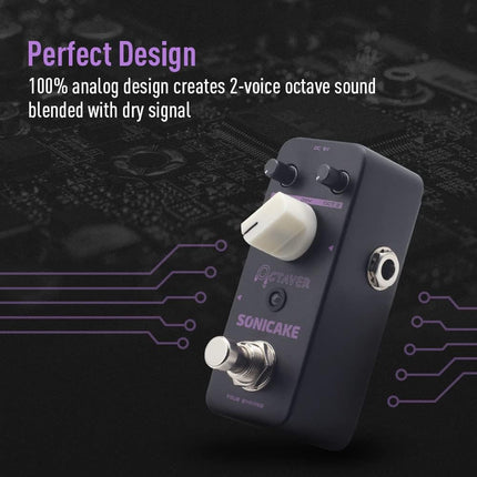 SONICAKE Octave Guitar Pedal, Analog Classic Lower Octave Guitar Effects Pedal for Guitar & Bass, True Bypass - Octaver