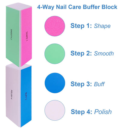 Set de lima y pulidor de uñas, kit 4 Way de pulidores brillantes, limas para uñas naturales, manicura, limado, pulido y cuidado, 100/120/240/600/3000 Grit