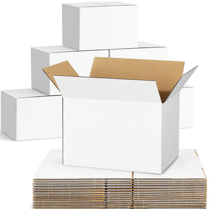 40-Pack-Small-Shipping-Boxes-8x8x4, Corrugated-Cardboard-Boxes-for-Packaging-Small-Business, White-Boxes-Mailers