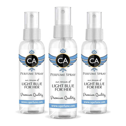 CA Perfume Eco Refill Impression of Light Blue For Her For Women Fragrance Eau de Parfum Spray Refillable Bottle 2 Fl Oz/60ml-X3